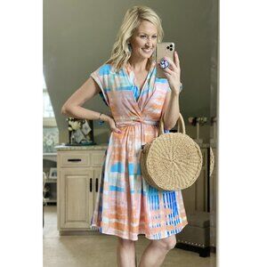 Eva Franco Poppy Wrap Knit Multi Color Midi Plaid Summer Dress